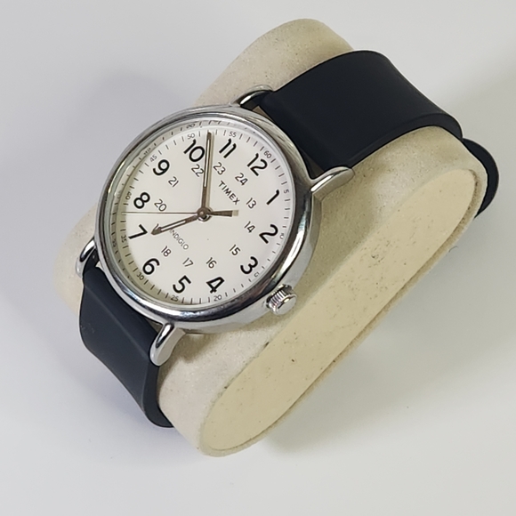 Timex Men's Black and Silver Watch - Picture 4 of 16